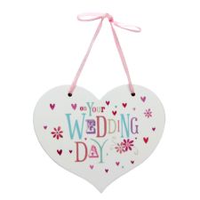 Hanging Heart Shaped Wedding Day Plaque