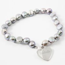 Grey Pearl Name Bracelet