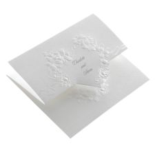 hearts & flowers white wedding invite