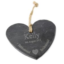 Bridesmaid Slate Heart Decoration (Personalised)