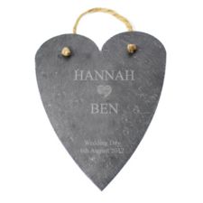 Heart Motif Slate Decoration (Personalised)