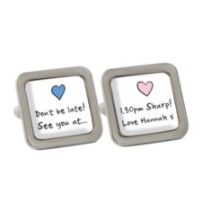 Pink & Blue Heart Cufflinks (Personalised)
