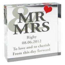 Mr & Mrs Large Crystal Block (Personalised)