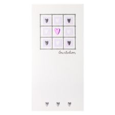 Lilac & Silver Hearts Day Invitation