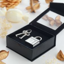 Mini Silver & White Lock & Key